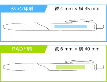 名入れボールペン｜スラリ　0.5mmの印刷範囲