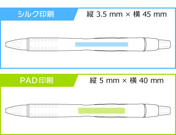 名入れボールペン｜ジェットストリーム　ラバーボディ　0.7mmの印刷範囲