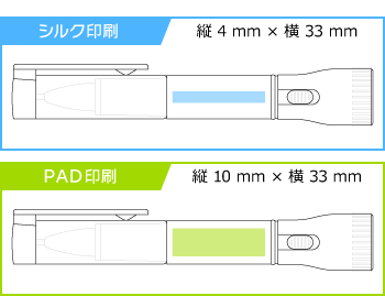 《生産終了品》【在庫限り大特価！】名入れボールペン｜マルチフラッシュライトボールペン　0.7の印刷範囲