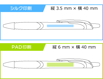 名入れボールペン｜サラリス（SALARIS）0.7mm　エマルジョンタイプインクの印刷範囲