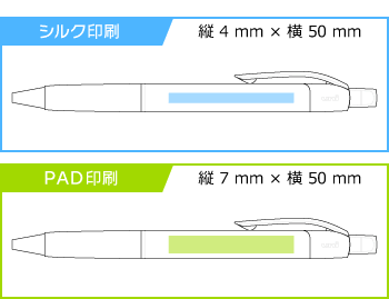 名入れボールペン｜ユニボールR:E　0.5mmの印刷範囲