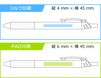 名入れボールペン｜エナージェルエス　0.5ｍｍの印刷範囲