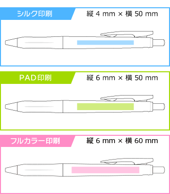名入れボールペン｜サラサクリップ　（白軸/抗菌仕様）　0.5mmの印刷範囲